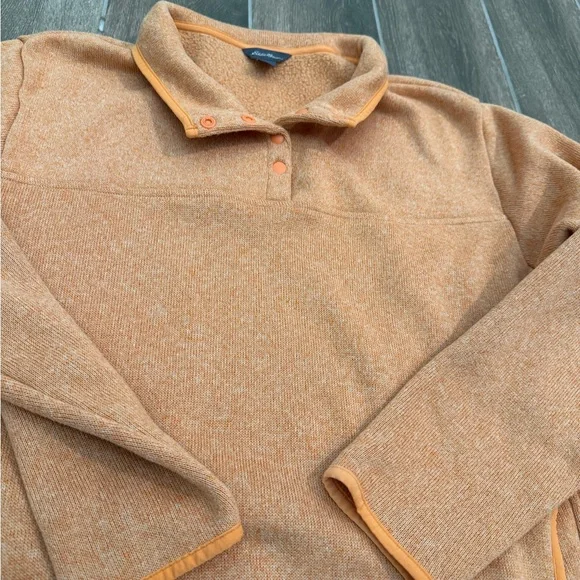 Like New Eddie Bauer Women's Orange Fleece Pullover - Picture 3 of 7